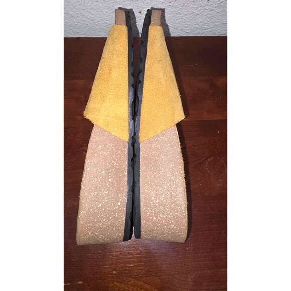 Mariana Luna Women's Yellow Suede Slide Sandals Cork Wedge Soles Size 9 - Picture 4 of 8